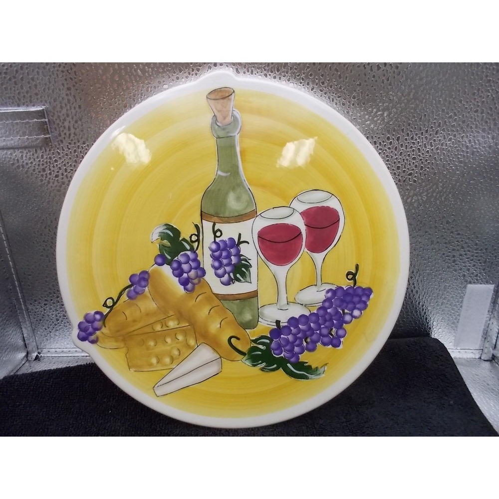 Sonoma Life Style Bordeaux Cafe Ceramic Wine Grapes Cheese Trivet Platter 8in